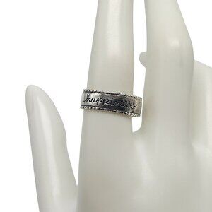 Sterling Silver Engraved Happiness and Friendship Band Ring Size 7 Signed SA